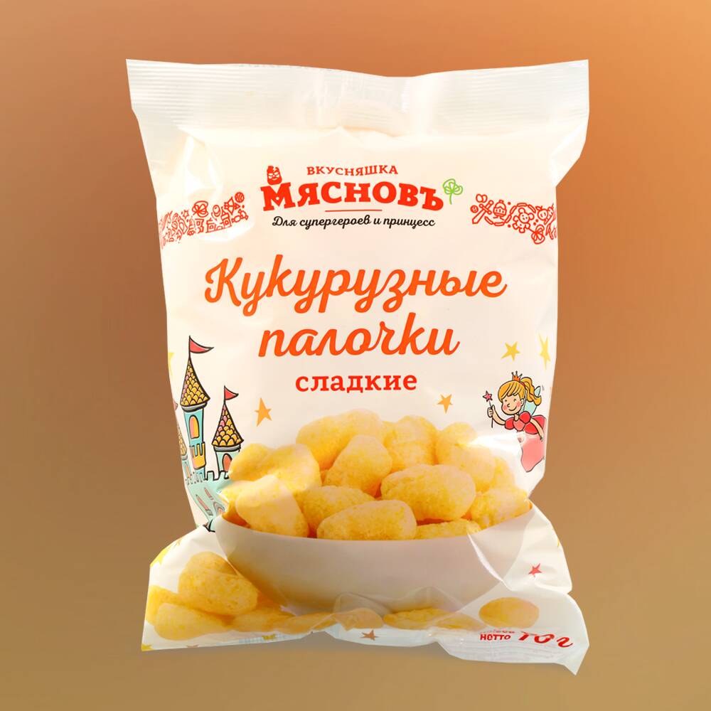 Палочки кукурузные сладкие МясновЪ ВКУСНЯШКА 70г купить c доставкой на дом  в интернет-магазине КуулКлевер