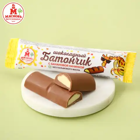 Батончик шоколадный с банановой начинкой МясновЪ ВКУСНЯШКА 35г