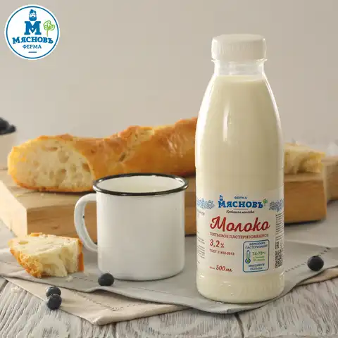 Молоко 3,2% ГОСТ пастеризованное питьевое 500мл