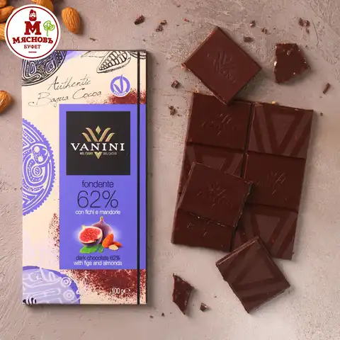 Шоколад горький 62% какао инжир миндаль 100г Италия