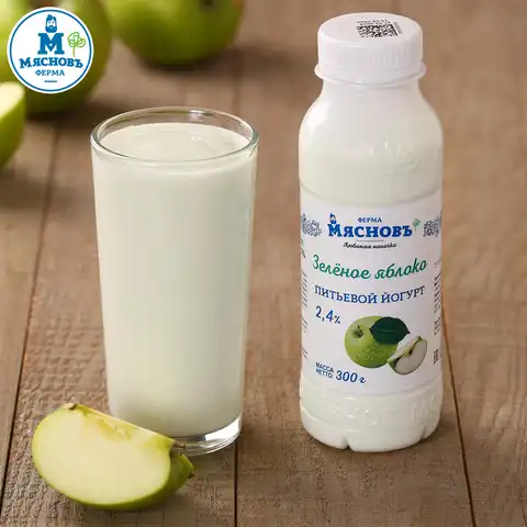 Йогурт питьевой зеленое яблоко 2,4% 300г
