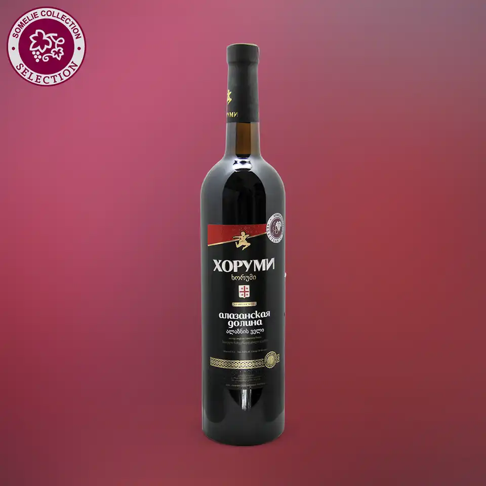 вино ХОРУМИ АЛАЗАНСКАЯ ДОЛИНА ординарное сортовое 10-15% 0.75, красное, полусладкое, Грузия