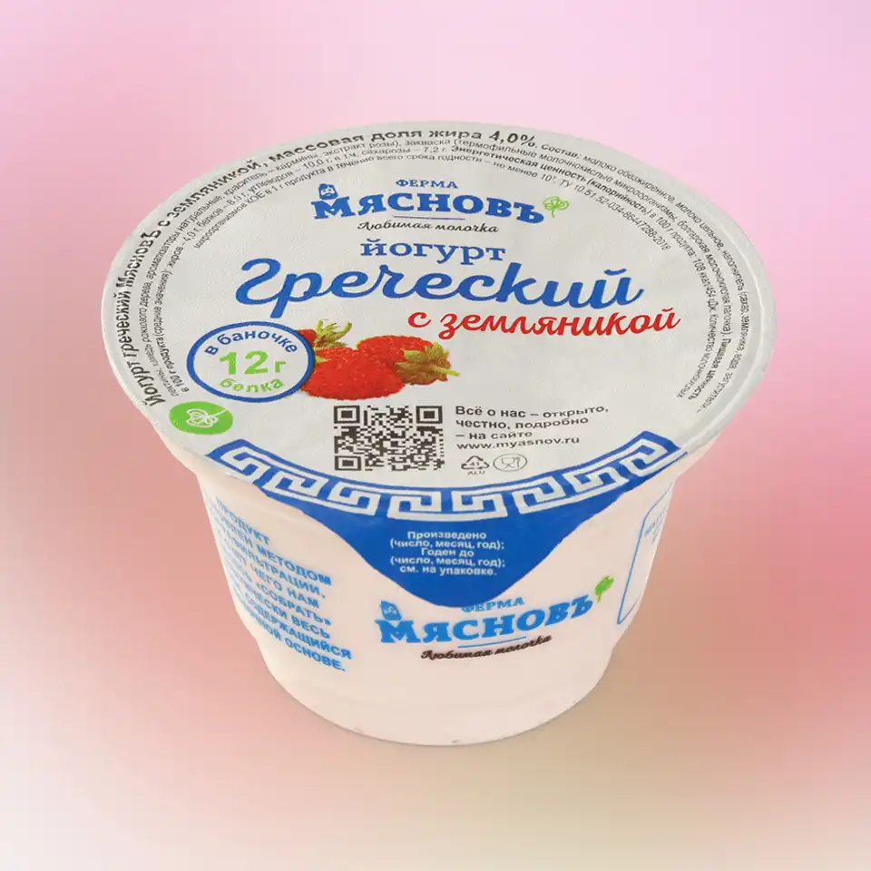 Йогурт греческий с земляникой 4% 150г