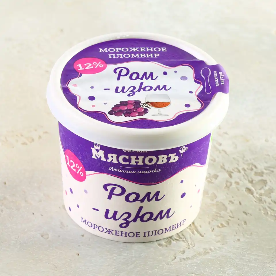 Мороженое пломбир ром-изюм 12% 75г