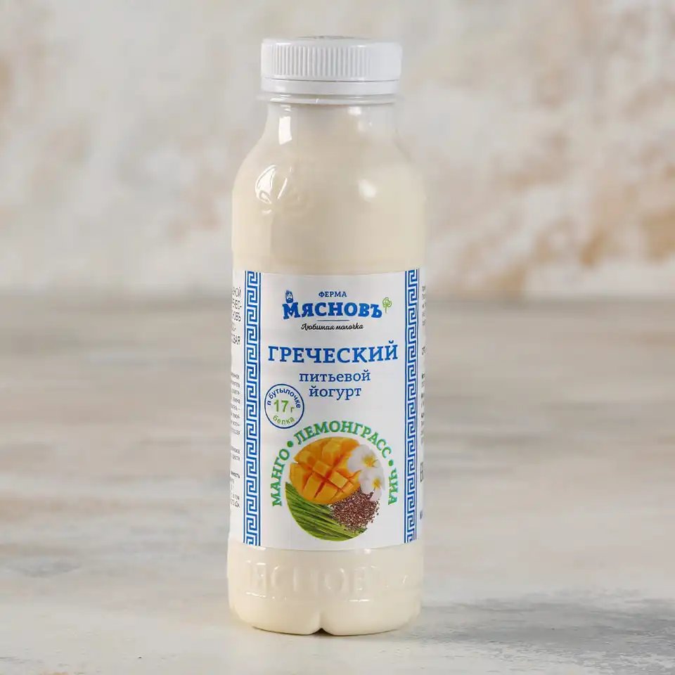 Йогурт греческий питьевой манго-лемонграсс-семена чиа 2,8% 300г