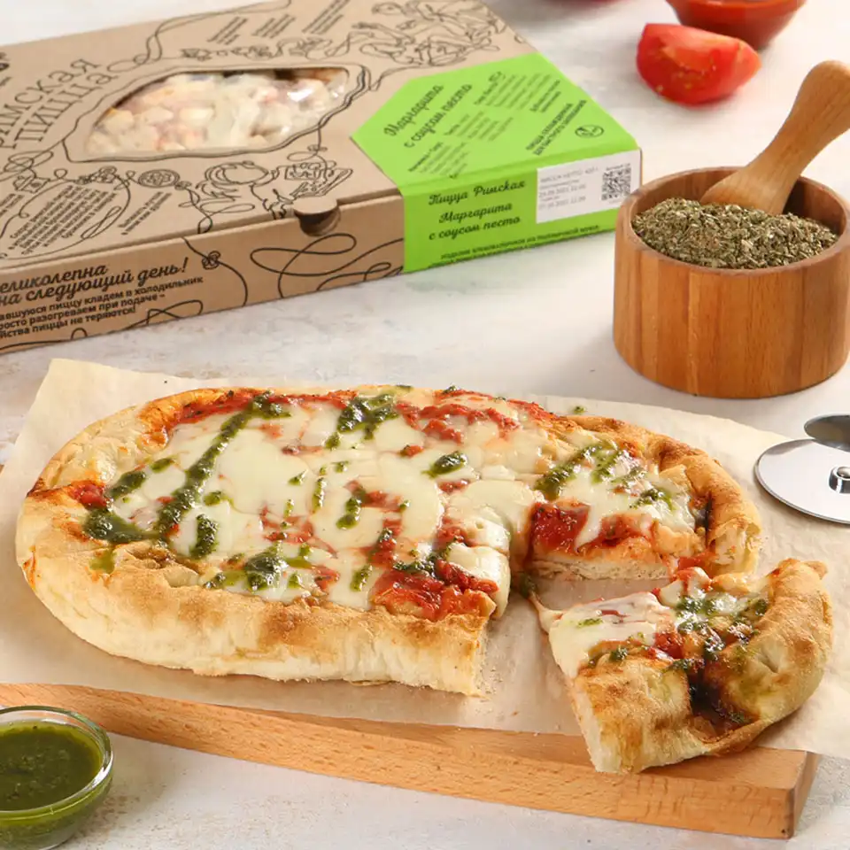 Пицца Римская Маргарита с соусом Песто охлажденная для запекания 420г