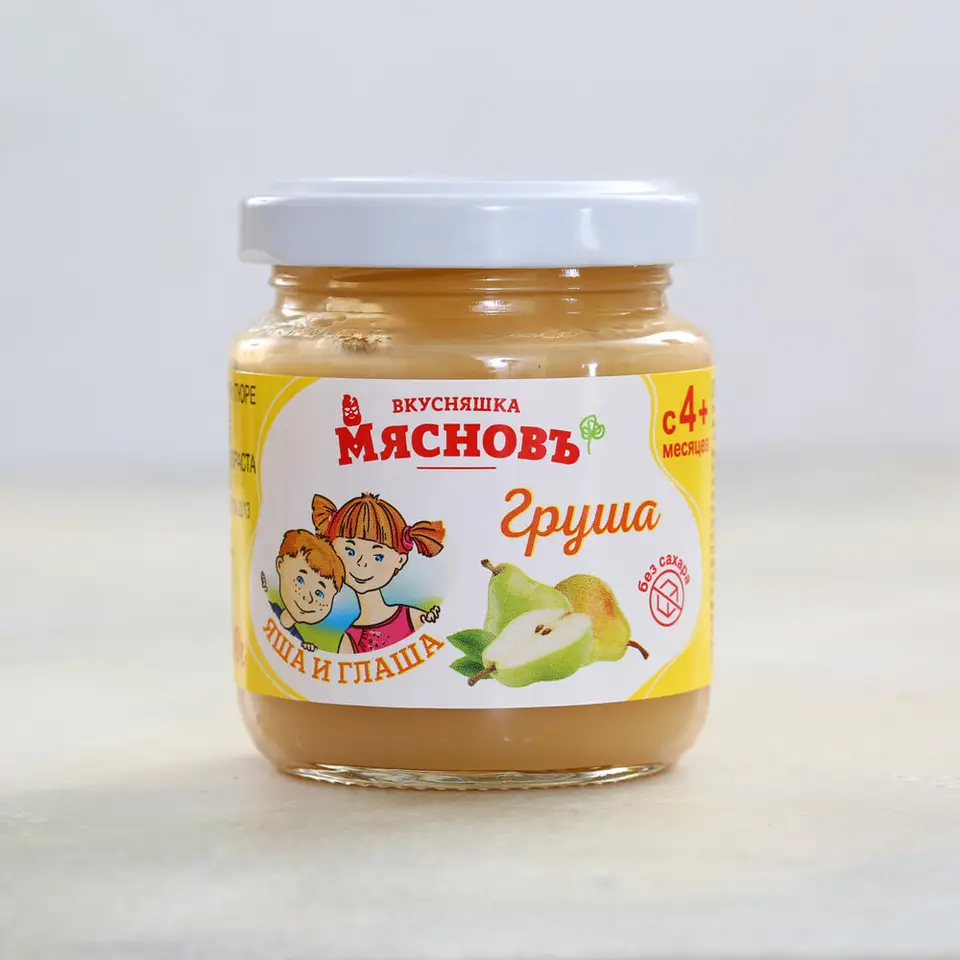 Пюре детское из груш без сахара ГОСТ МясновЪ ВКУСНЯШКА 100г купить c  доставкой на дом в интернет-магазине КуулКлевер