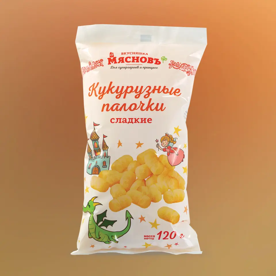 Палочки кукурузные сладкие МясновЪ ВКУСНЯШКА 120г купить c доставкой на дом  в интернет-магазине КуулКлевер